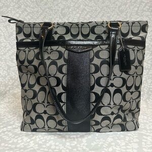 Coach Black and Gray Monogram Shoulder Bag Signature Canvas